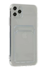 Apple iPhone 11 Pro Max Kılıf Kart Şeffaf Silikon - Şeffaf