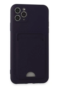 Apple iPhone 11 Pro Max Kılıf Kelvin Kartvizitli Silikon - Derin Mor