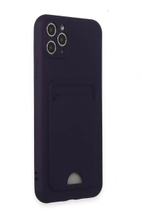 Apple iPhone 11 Pro Max Kılıf Kelvin Kartvizitli Silikon - Derin Mor