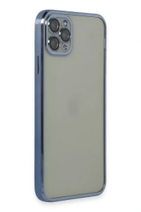 Apple iPhone 11 Pro Max Kılıf Lensli Silikon - Açık Mavi