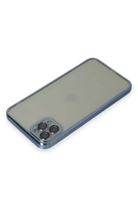 Apple iPhone 11 Pro Max Kılıf Lensli Silikon - Açık Mavi