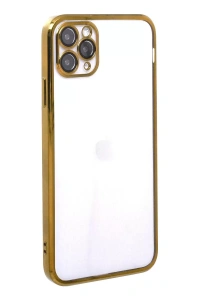Apple iPhone 11 Pro Max Kılıf Lensli Silikon - Gold