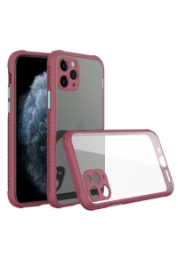 Apple iPhone 11 Pro Max Kılıf Miami Şeffaf Silikon - Fuşya