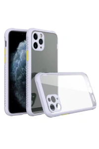 Apple iPhone 11 Pro Max Kılıf Miami Şeffaf Silikon - Lila