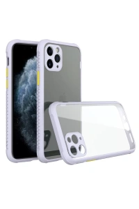 Apple iPhone 11 Pro Max Kılıf Miami Şeffaf Silikon - Lila