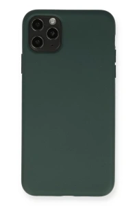 Apple iPhone 11 Pro Max Kılıf Nano içi Kadife Silikon - Koyu Yeşil