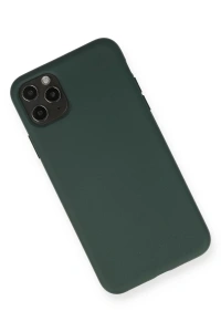 Apple iPhone 11 Pro Max Kılıf Nano içi Kadife Silikon - Koyu Yeşil