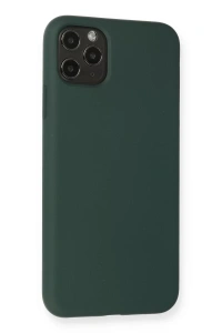 Apple iPhone 11 Pro Max Kılıf Nano içi Kadife Silikon - Koyu Yeşil
