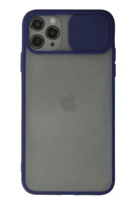 Apple iPhone 11 Pro Max Kılıf Palm Buzlu Kamera Sürgülü Silikon - Lacivert