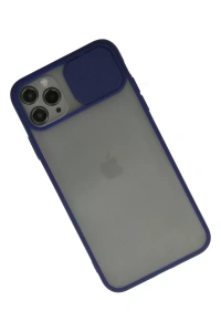 Apple iPhone 11 Pro Max Kılıf Palm Buzlu Kamera Sürgülü Silikon - Lacivert