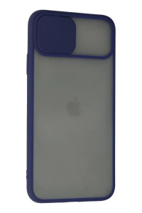 Apple iPhone 11 Pro Max Kılıf Palm Buzlu Kamera Sürgülü Silikon - Lacivert