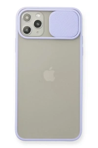 Apple iPhone 11 Pro Max Kılıf Palm Buzlu Kamera Sürgülü Silikon - Lila