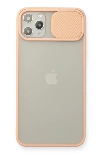 Apple iPhone 11 Pro Max Kılıf Palm Buzlu Kamera Sürgülü Silikon - Pembe