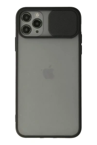 Apple iPhone 11 Pro Max Kılıf Palm Buzlu Kamera Sürgülü Silikon - Siyah