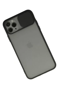 Apple iPhone 11 Pro Max Kılıf Palm Buzlu Kamera Sürgülü Silikon - Siyah