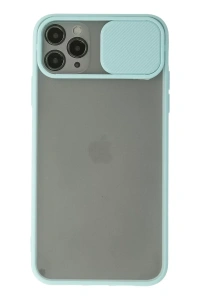 Apple iPhone 11 Pro Max Kılıf Palm Buzlu Kamera Sürgülü Silikon - Turkuaz