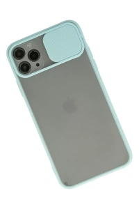 Apple iPhone 11 Pro Max Kılıf Palm Buzlu Kamera Sürgülü Silikon - Turkuaz