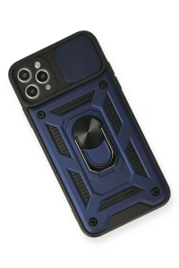 Apple iPhone 11 Pro Max Kılıf Pars Lens Yüzüklü Silikon - Lacivert