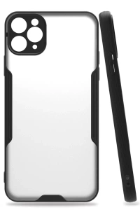Apple iPhone 11 Pro Max Kılıf Platin Silikon - Siyah