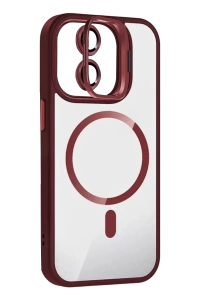 Apple iPhone 11 Remim Lensli Magsafe Standlı Kapak - Bordo