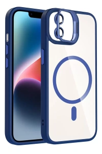 Apple iPhone 11 Remim Lensli Magsafe Standlı Kapak - Lacivert