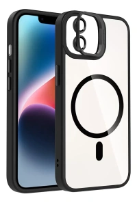 Apple iPhone 11 Remim Lensli Magsafe Standlı Kapak - Siyah