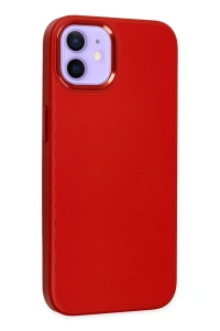 Apple iPhone 12 Kılıf Asya Deri Silikon - Kırmızı