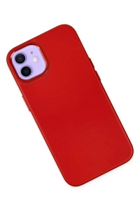 Apple iPhone 12 Kılıf Asya Deri Silikon - Kırmızı