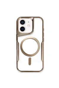 Apple iPhone 12 Kılıf Boyi Magsafe Silikon Kapak - Kahverengi