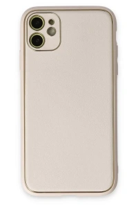 Apple iPhone 12 Kılıf Coco Deri Silikon Kapak - Beyaz