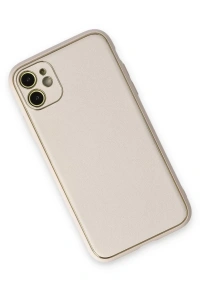 Apple iPhone 12 Kılıf Coco Deri Silikon Kapak - Beyaz