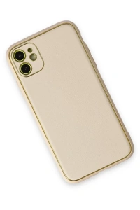 Apple iPhone 12 Kılıf Coco Deri Silikon Kapak - Gold