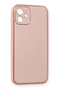 Apple iPhone 12 Kılıf Coco Deri Silikon Kapak - Pembe