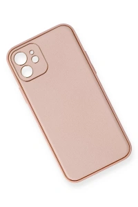 Apple iPhone 12 Kılıf Coco Deri Silikon Kapak - Pembe