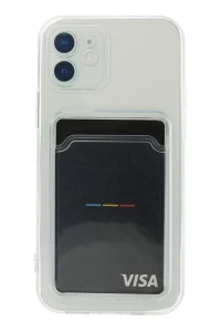 Apple iPhone 12 Kılıf Kart Şeffaf Silikon - Şeffaf
