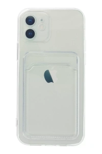 Apple iPhone 12 Kılıf Kart Şeffaf Silikon - Şeffaf