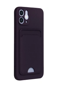 Apple iPhone 12 Kılıf Kelvin Kartvizitli Silikon - Derin Mor