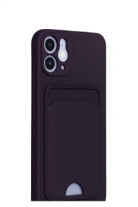 Apple iPhone 12 Kılıf Kelvin Kartvizitli Silikon - Derin Mor
