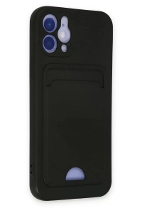 Apple iPhone 12 Kılıf Kelvin Kartvizitli Silikon - Siyah