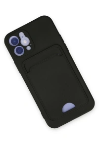 Apple iPhone 12 Kılıf Kelvin Kartvizitli Silikon - Siyah