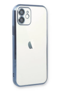 Apple iPhone 12 Kılıf Lensli Silikon - Açık Mavi
