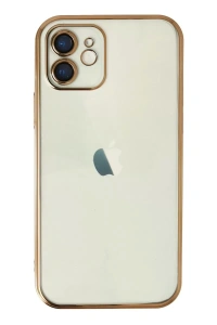 Apple iPhone 12 Kılıf Lensli Silikon - Gold