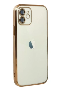 Apple iPhone 12 Kılıf Lensli Silikon - Gold