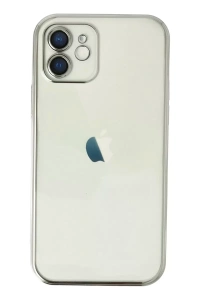 Apple iPhone 12 Kılıf Lensli Silikon - Gümüş