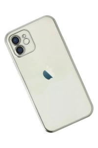 Apple iPhone 12 Kılıf Lensli Silikon - Gümüş