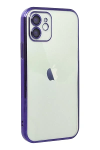 Apple iPhone 12 Kılıf Lensli Silikon - Mor