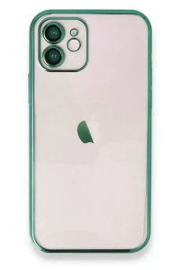 Apple iPhone 12 Kılıf Lensli Silikon - Yeşil
