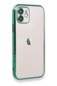 Apple iPhone 12 Kılıf Lensli Silikon - Yeşil