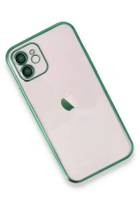 Apple iPhone 12 Kılıf Lensli Silikon - Yeşil