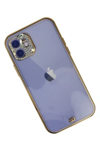 Apple iPhone 12 Kılıf Liva Taşlı Silikon - Mor
